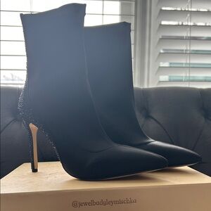 Jewel Badgley Mischka Black Heeled Boots